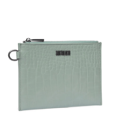 Clutch Croco Verde Alça Fina Spikes