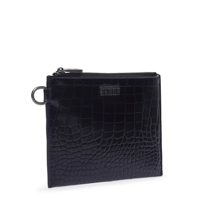 Clutch Croco Preto Alça Fina Spikes