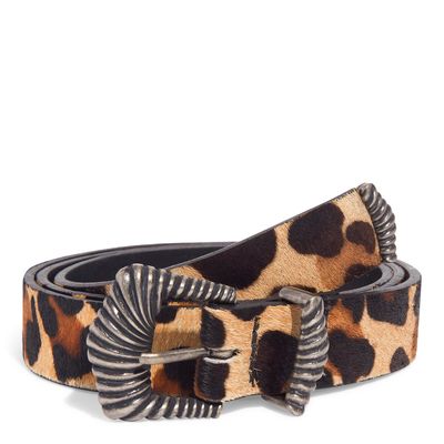 Cinto Couro Animal Print Pelo Onça
