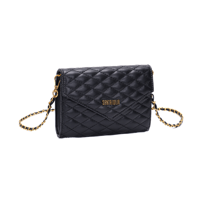 Bolsa Carteira Matelassê Soft Preta Alça Transversal