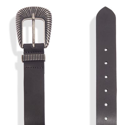 Cinto Couro Soleta Preto Fivela Metalizada
