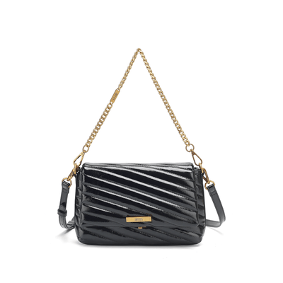 Bolsa Pequena Preta Material Glossy Duas Alças