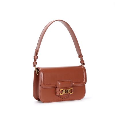 Bolsa Pequena Material Soft Marrom Nuts  Alça de Ombro