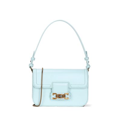 Bolsa Pequena Material Soft Azul Claro Alça de Ombro