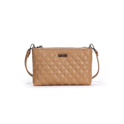 Bolsa Soft Matelassê Marrom Claro Alça Transversal