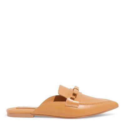 Mule Couro Nobre Soft Caramelo Bico Fino