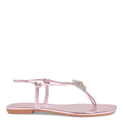 Rasteira Rose Metalizada Bico Quadrado