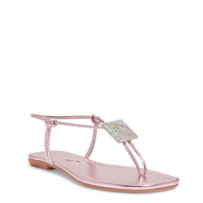 Rasteira Rose Metalizada Bico Quadrado