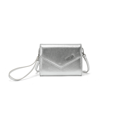 Bolsa Carteira Material Metalizado Prata