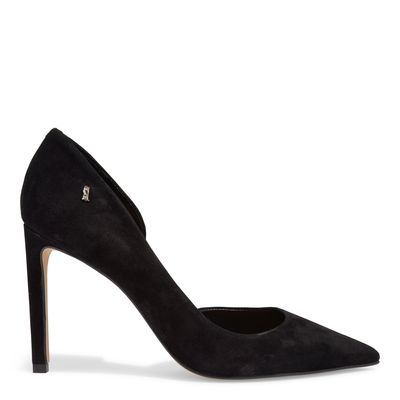 Scarpin Preto Couro Camurça Premium Bico Fino