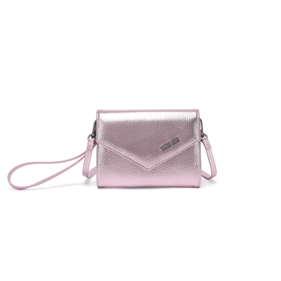 Bolsa Carteira Material Metalizado Rosa