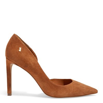 Scarpin Marrom Couro Camurça Premium Bico Fino