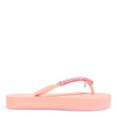 Chinelo Flip Flop Borracha Laranja Corrente