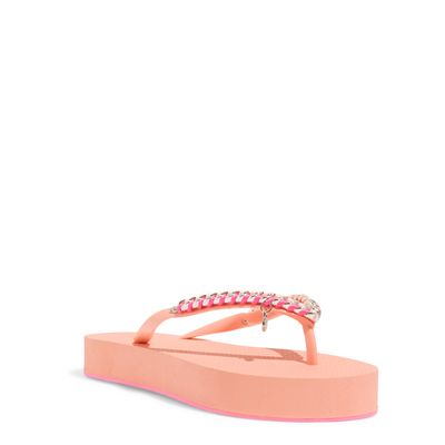 Chinelo Flip Flop Borracha Laranja Corrente