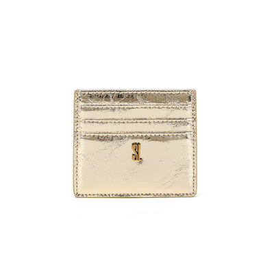Porta Cartão Material Metal Crinkle Dourado