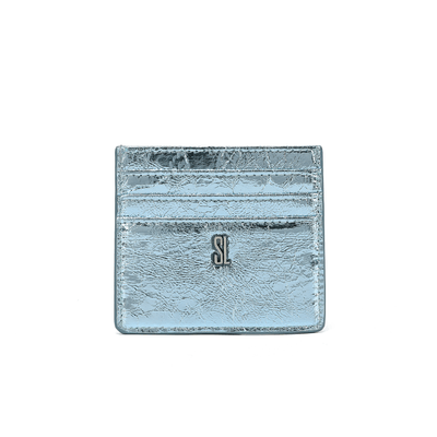 Porta Cartão Material Metal Crinkle Azul
