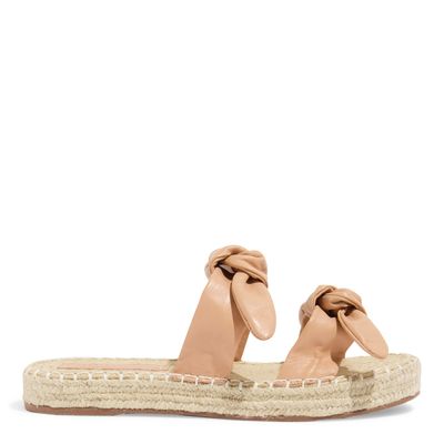 Papete Espadrille Bege Palha Tiras Laço