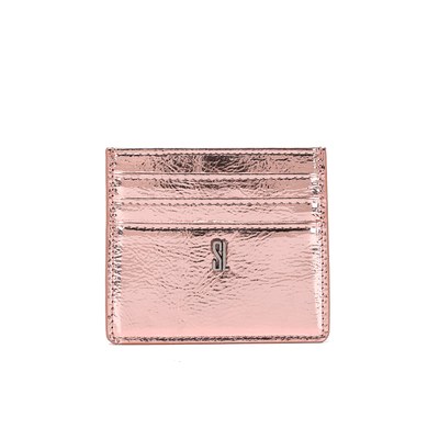 Porta Cartão Material Metal Crinkle Rosa