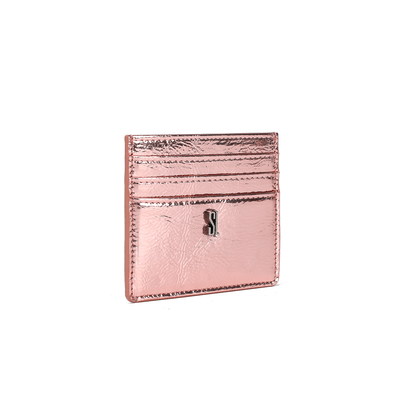 Porta Cartão Material Metal Crinkle Rosa
