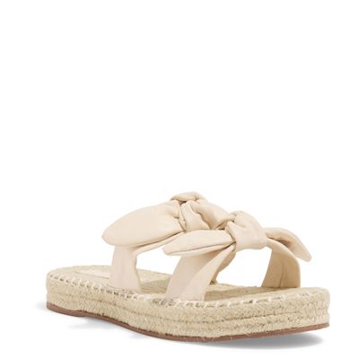 Papete Espadrille Couro Off White Tiras Laço