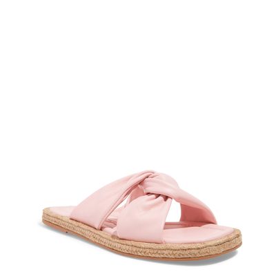 Rasteira Espadrille Couro Nobre Rosa Bico Quadrado