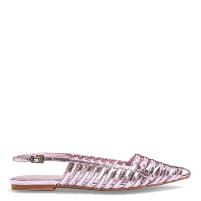 Sapatilha Slingback Rosa Claro Couro Craquele