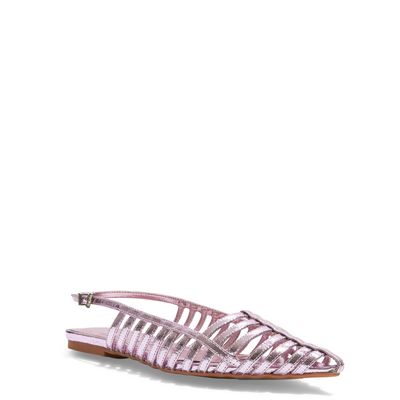 Sapatilha Slingback Rosa Claro Couro Craquele