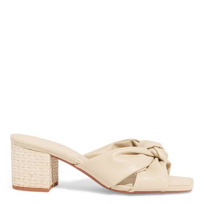Mule Napa Bico Quadrado Salto Bloco Off White