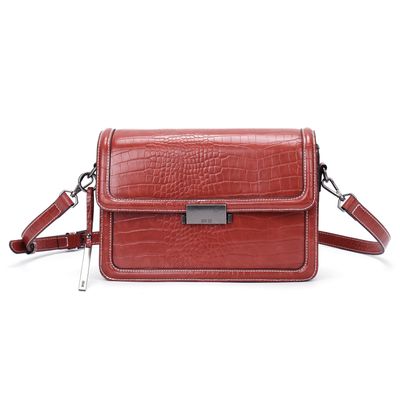 Bolsa Croco Média Marrom Canela Transversal