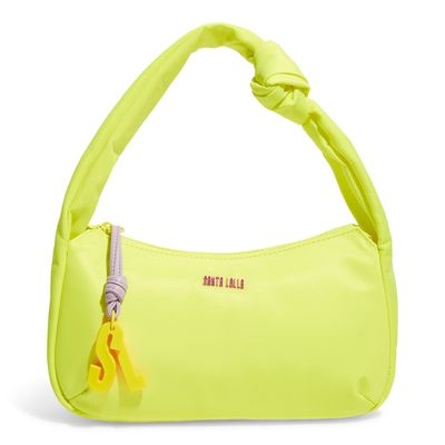 Bolsa Baguete Verde Neon Nylon Alça Nó