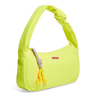 Bolsa Baguete Verde Neon Nylon Alça Nó