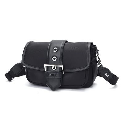 Bolsa Preta Média Nylon Alça De Ombro