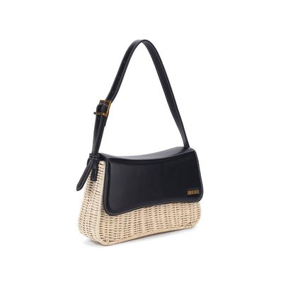 Bolsa Preta Palha Alça De Ombro