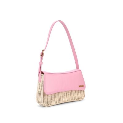 Bolsa Rosa Palha Alça De Ombro