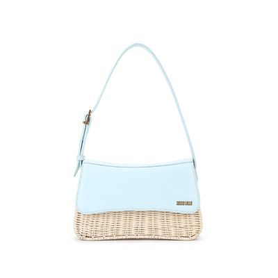 Bolsa Azul Palha Alça De Ombro