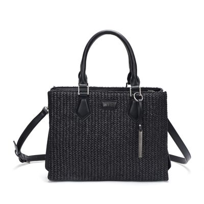 Bolsa Tote Tramado Preto Alça Transversal