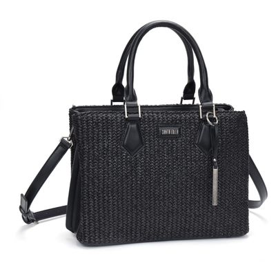 Bolsa Tote Tramado Preto Alça Transversal