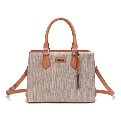 Bolsa Tote Tramado Bege Alça Transversal