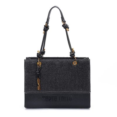 Bolsa Tote Palha Alça Nó Preta