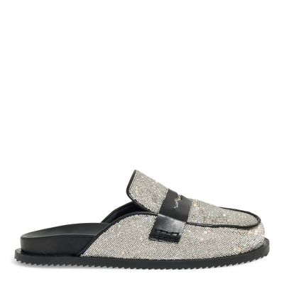 Mule  Flat Brilho Strass Prata