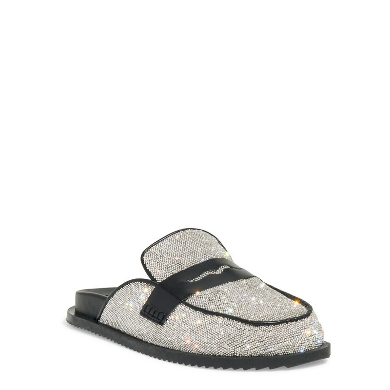Mule  Flat Brilho Strass Prata