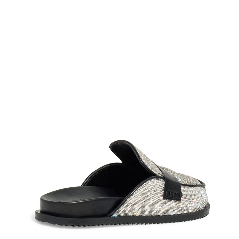 Mule  Flat Brilho Strass Prata