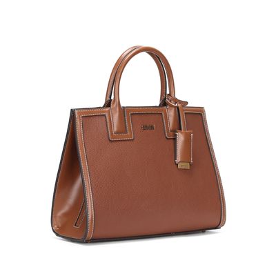 Bolsa Tote Floater Marrom Pespontos Alça Dupla