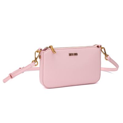 Bolsa Pequena Risco Rosa Claro Alça Transversal