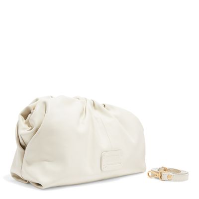 Bolsa Couro Soft Franzido Off White Transversal