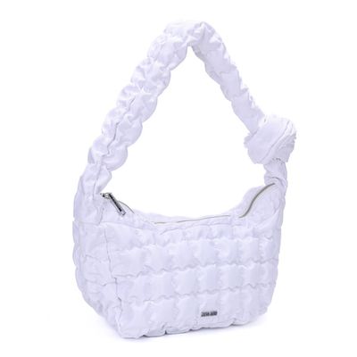 Bolsa Nylon Branco Matelassê Alça Nó