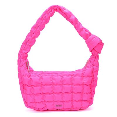 Bolsa Nylon Rosa Pink Matelassê Alça Nó