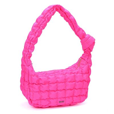 Bolsa Nylon Rosa Pink Matelassê Alça Nó