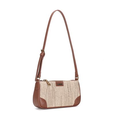 Bolsa Tramado Marrom Castor Alça De Ombro