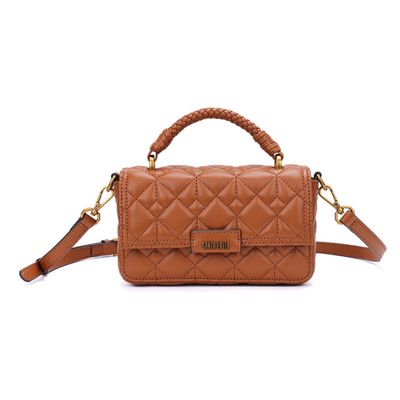 Bolsa Pequena Matelassê Material Atanado Marrom Safari Duas Alças
